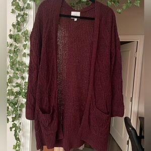 Maroon knitted cardigan